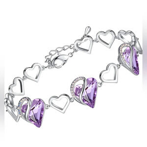 Leafael Infinity Love Heart Link Bracelets, Birthstone